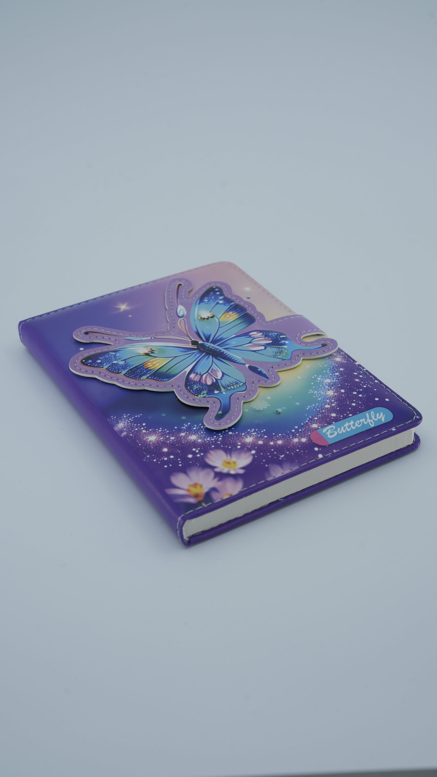Butterfly(Kelebek) Tokalı Mor Çizgili Defter (17.5x12.5cm – 96 sf)