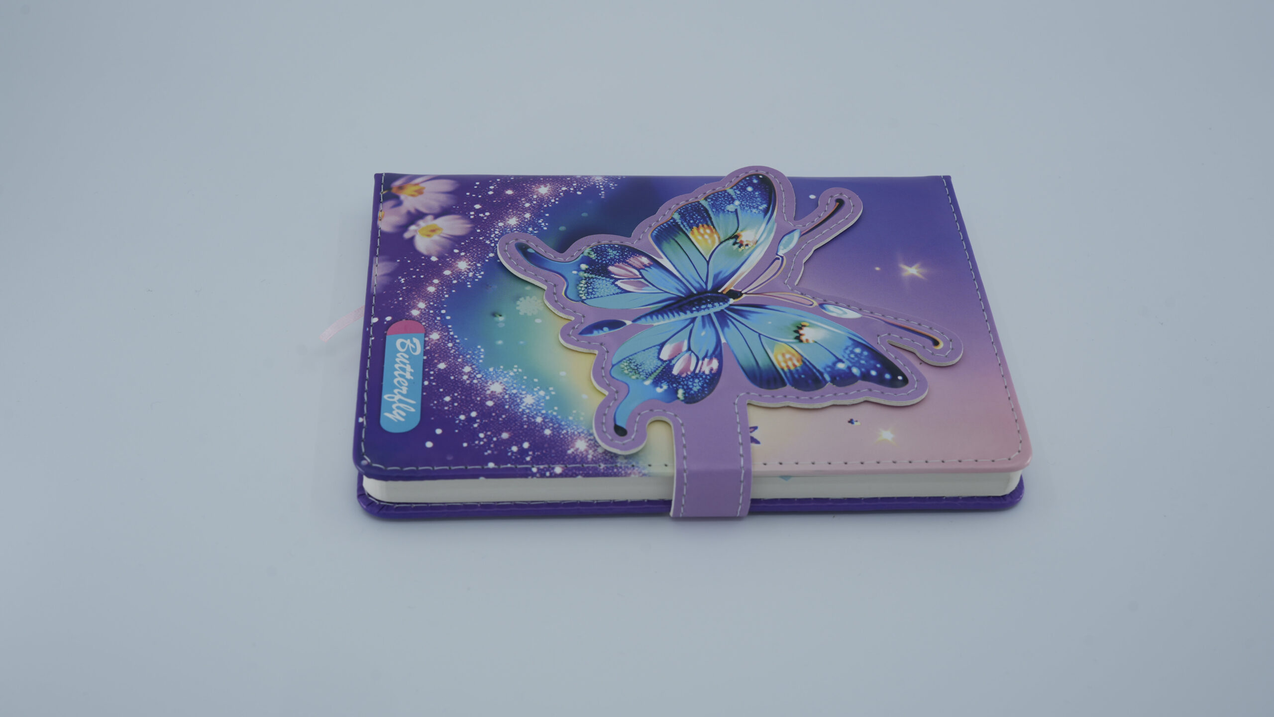 Butterfly(Kelebek) Tokalı Mor Çizgili Defter (17.5x12.5cm – 96 sf) - Görsel 3